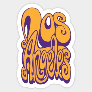 Los Angeles lettering art - purple and yellow Sticker